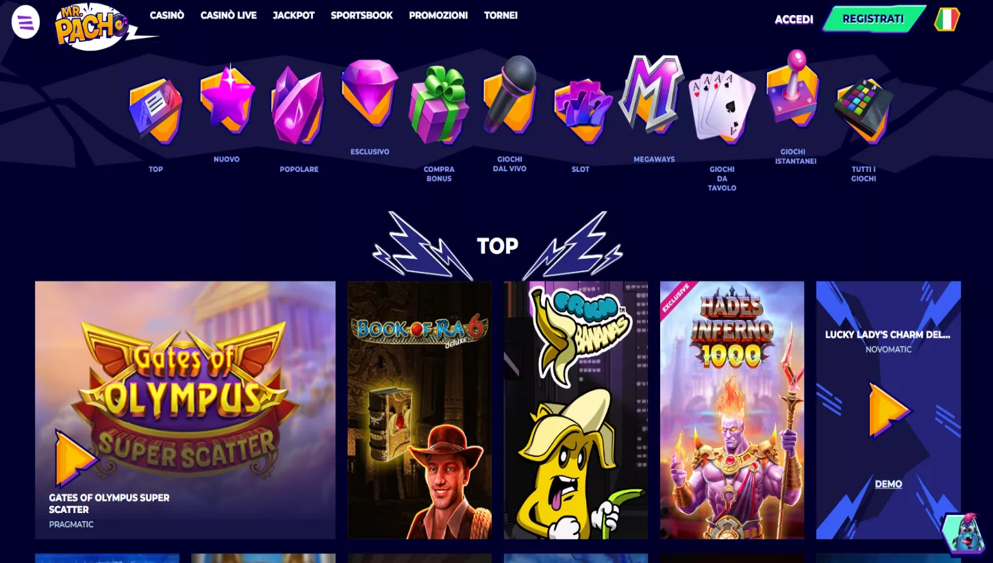 Pagina principale di MrPacho Casino